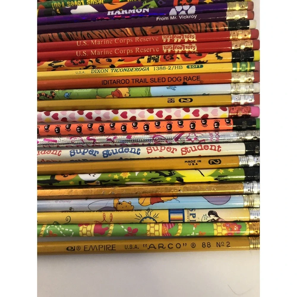 Mixed Vintage Novelty Pencils Lot 24ct Multicolor Excellent Dixon Empire Disney